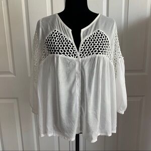 Anthropologie Vanessa Virginia White Eyelet Blouse